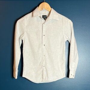 Classic Cream and Grey Boys Button Down Shirt Size 8